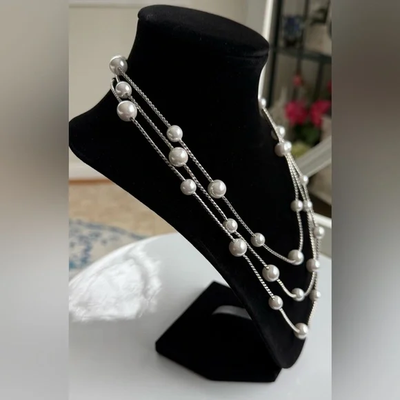 Park Lane “Shannel” Silver Faux Pearl Necklace - Picture 4 of 9